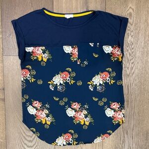 Floral Women's Blouse - Navy and Multicolor